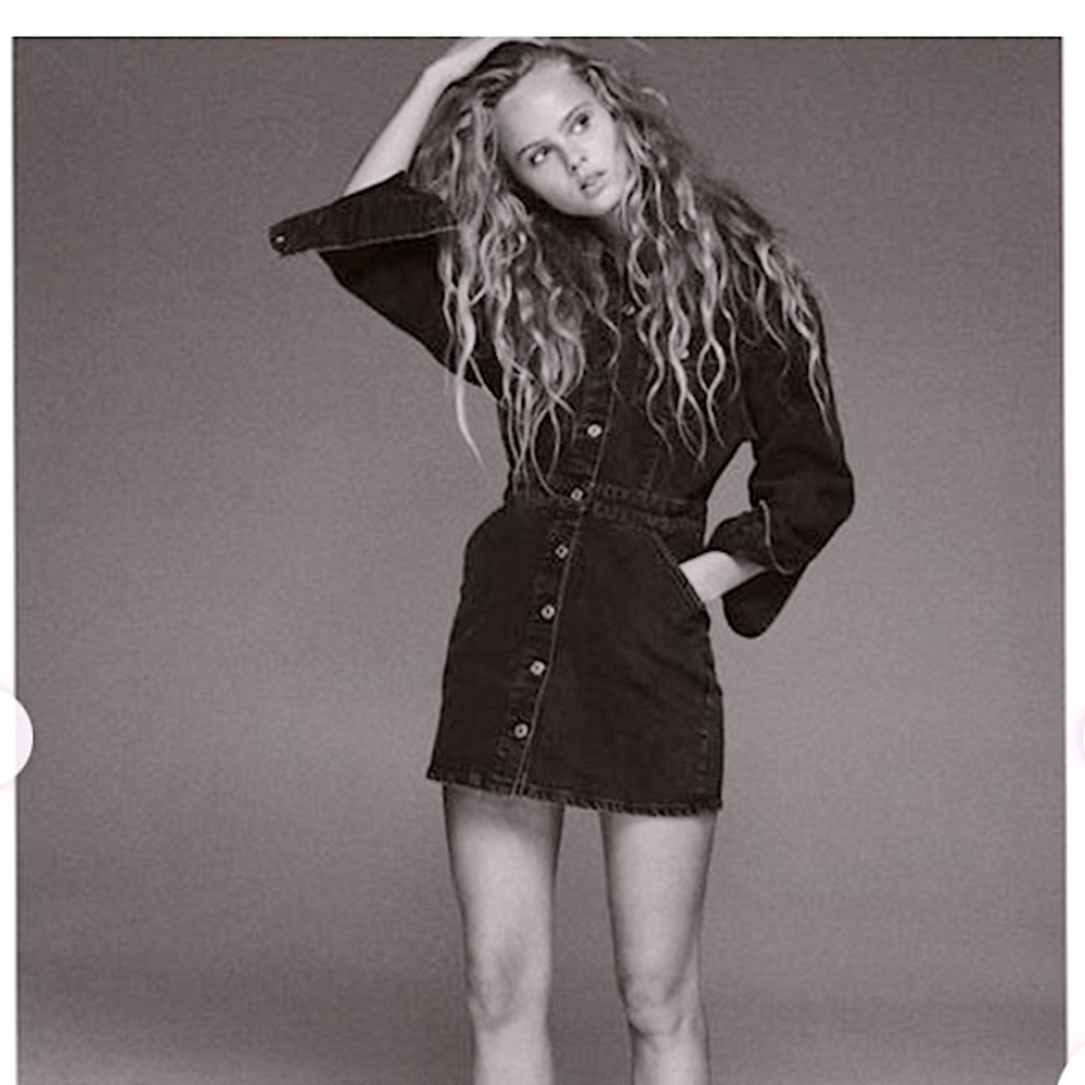 NWT Zara black denim mini dress size M